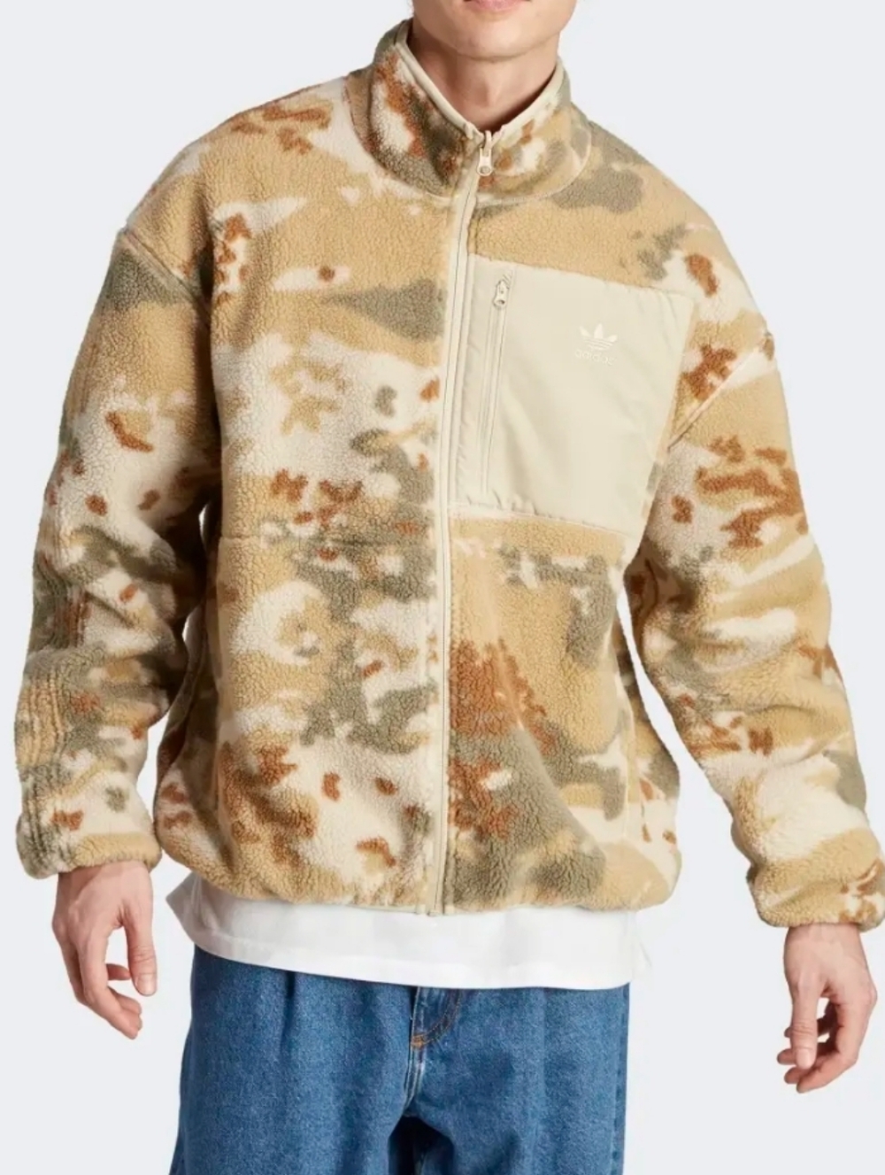 Adidas Originals Graphics Camo Oversized Reversible Fleece Jacket-Size Large